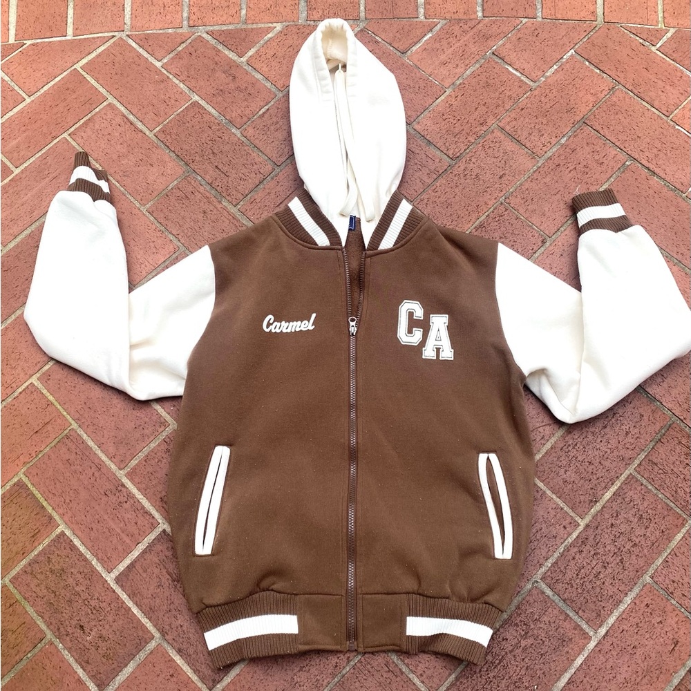 Boys Brown & Cream Hoodie Jacket CARMEL, CA Size M